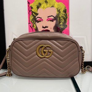 EUC GG Marmont small matelassé shoulder bag